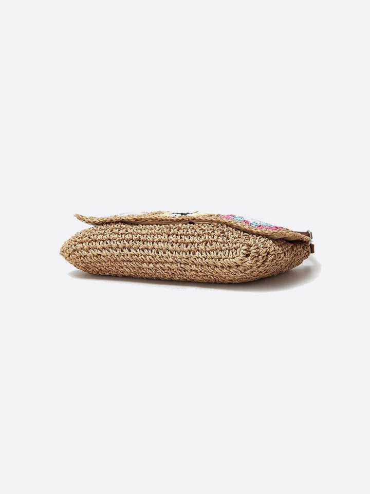 Bolso bandolera de paja y crochet