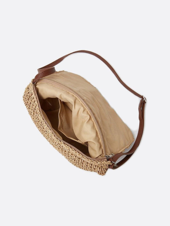 Bolso bandolera de paja y crochet