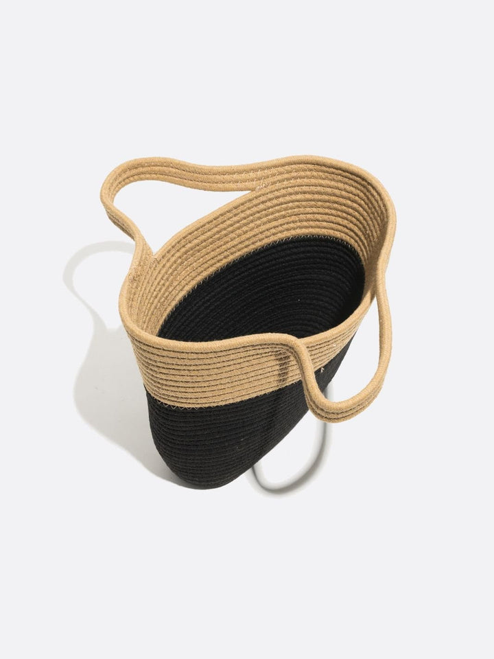 Bolso cesta negro y beige
